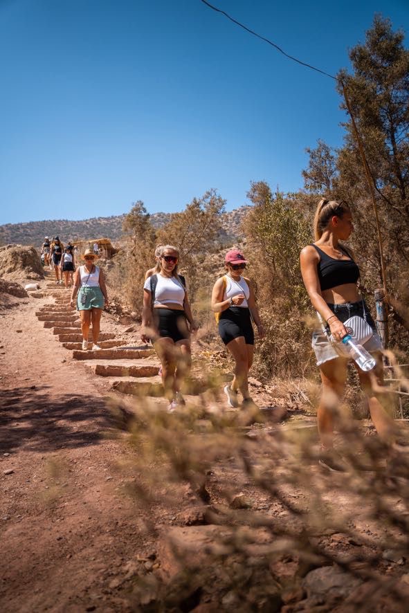 Guests hiking through the hills near Taghazout